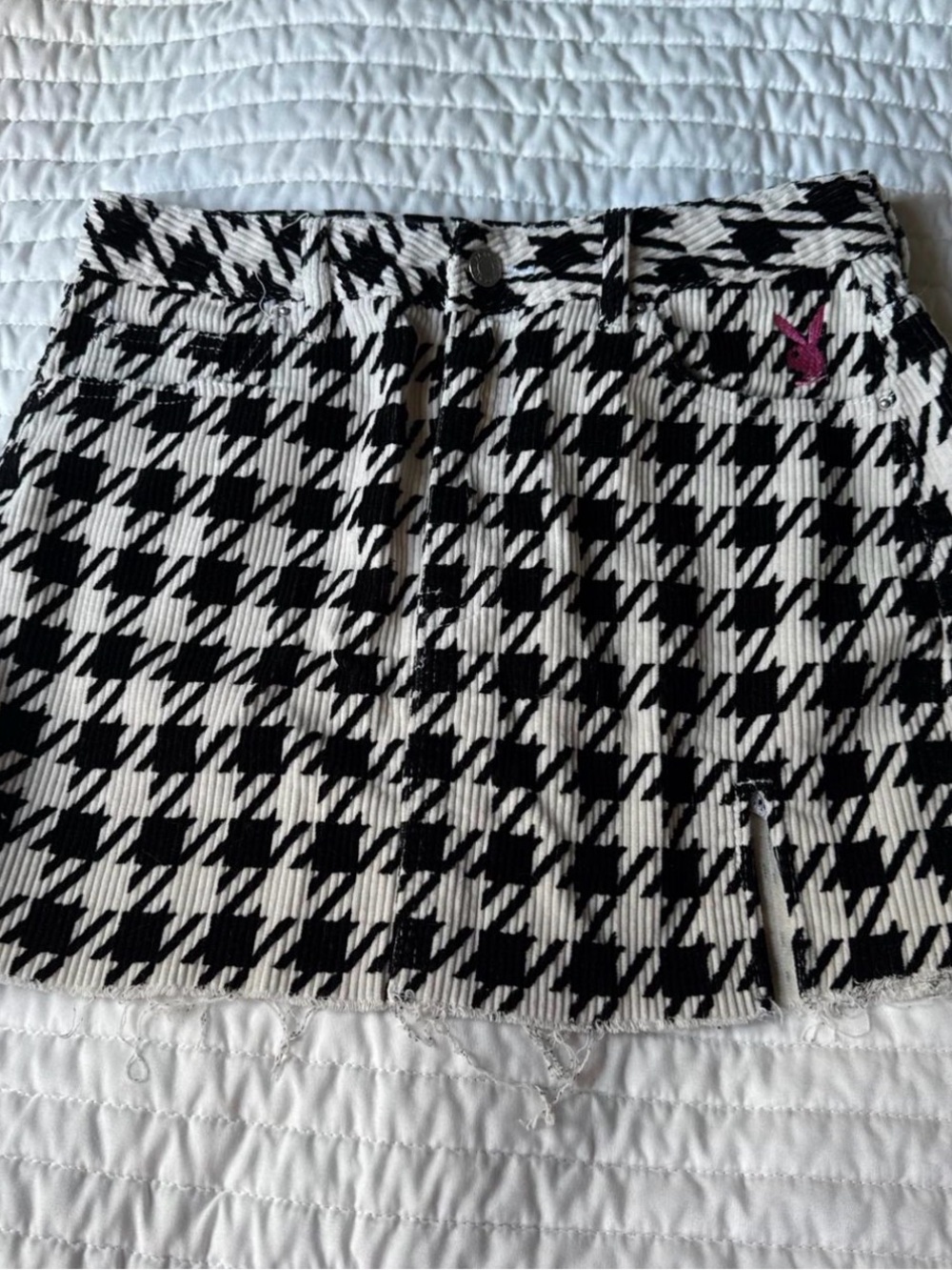 PacSun Black and White Houndstooth Mini Skirt